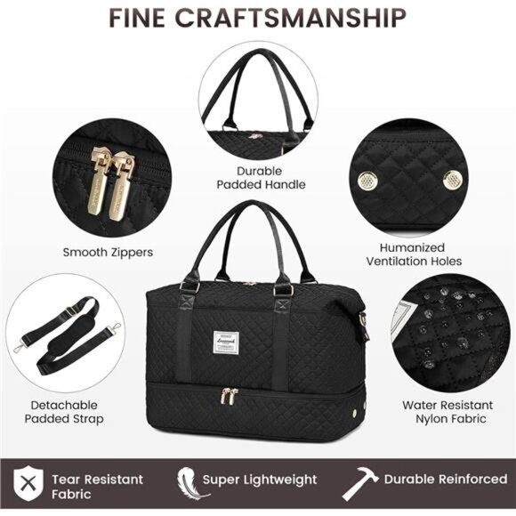 Travel Duffle Bag,Weekender Bags for Women with Shoe Compartment, Carry On Bag - Picture 5 of 14